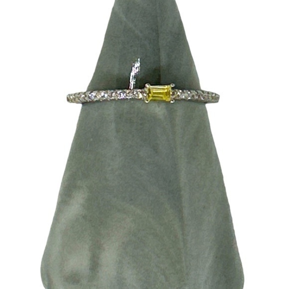 Silver yellow zircon ring .925 sterling silver size 7